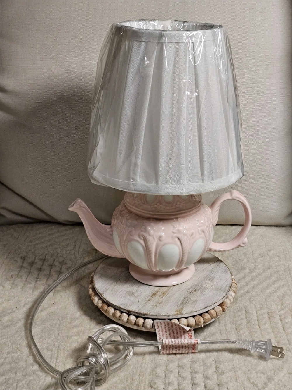 New Karma Home Pink Tea Pot Lamp with Pleated Fabric Shade viral tiktok famous